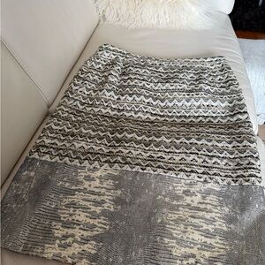 Tory Burch Tweed and Leather Pencil Skirt